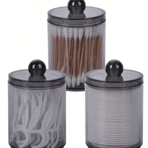 Set of Three Black Storage Jars